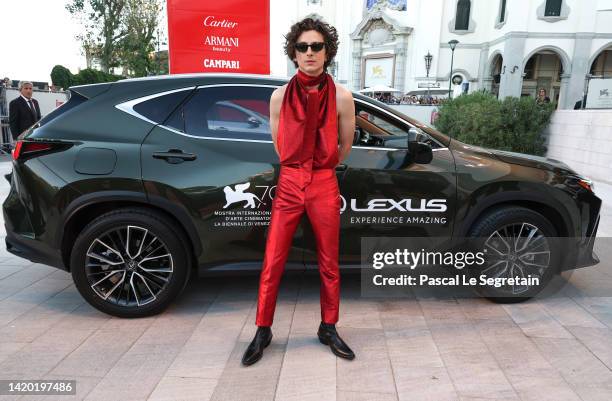 Timothee Chalamet attends the "Bones And All" red carpet at the 79th Venice International Film Festival on September 02, 2022 in Venice, Italy.