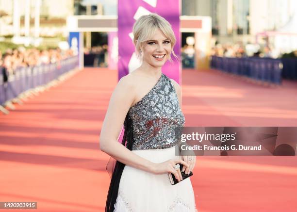 Lucy Boynton arrives at the opening ceremony during the 48th Deauville American Film Festival on September 02, 2022 in Deauville, France.