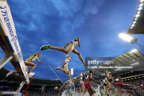 General view as athletes compete in Women's 3000m Steeplechase during the Allianz Memorial Van Damme 2022, part of the 2022 Diamond League series at...