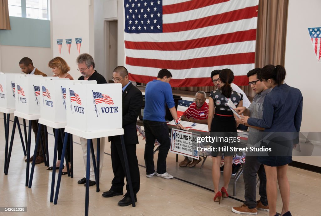 People voting in polling place