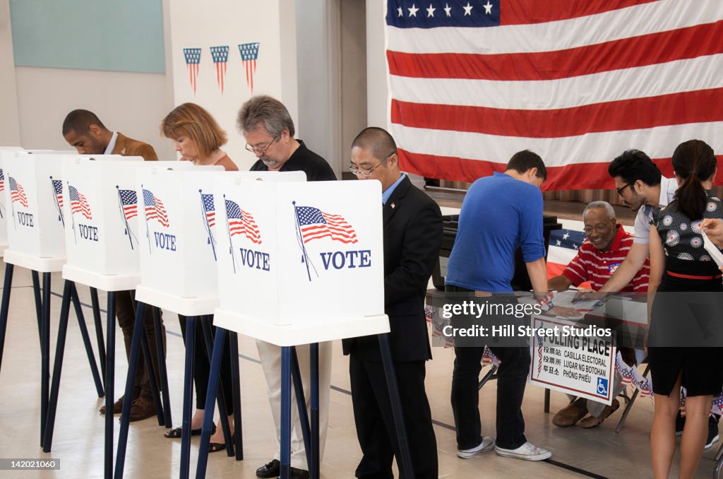 People voting in polling place