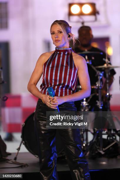 Ellie Goulding seen performing at The One Show outside the BBC studio on September 02, 2022 in London, England.