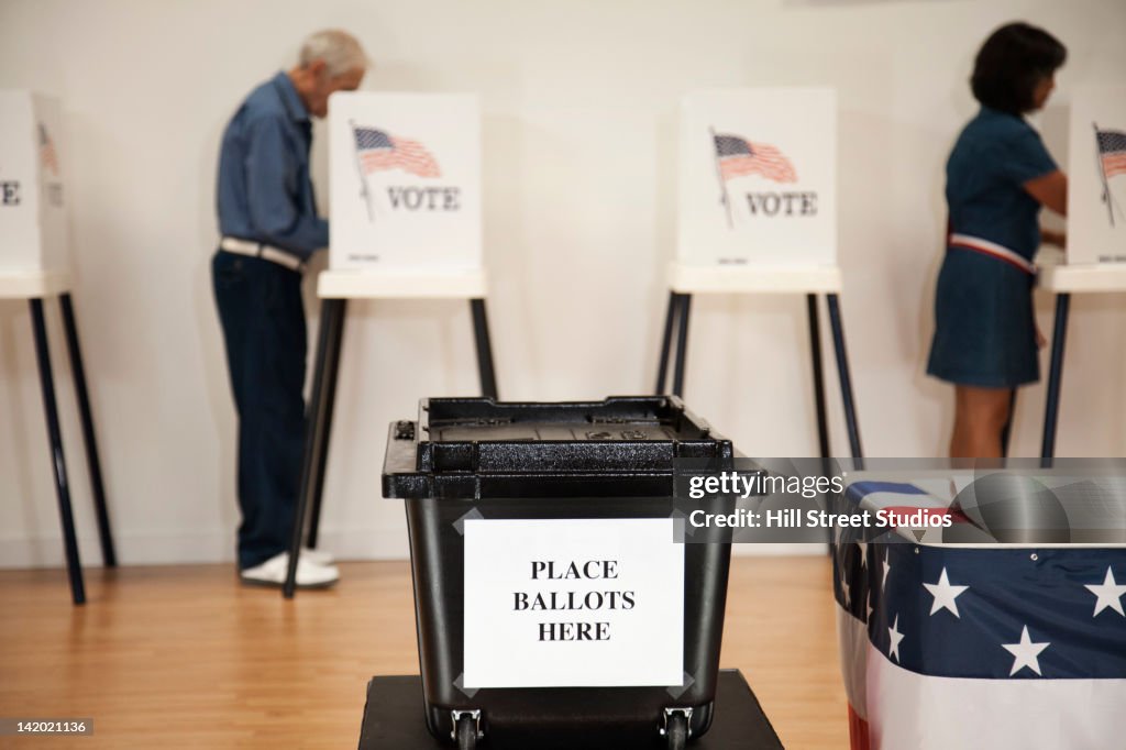 Voters voting in polling place