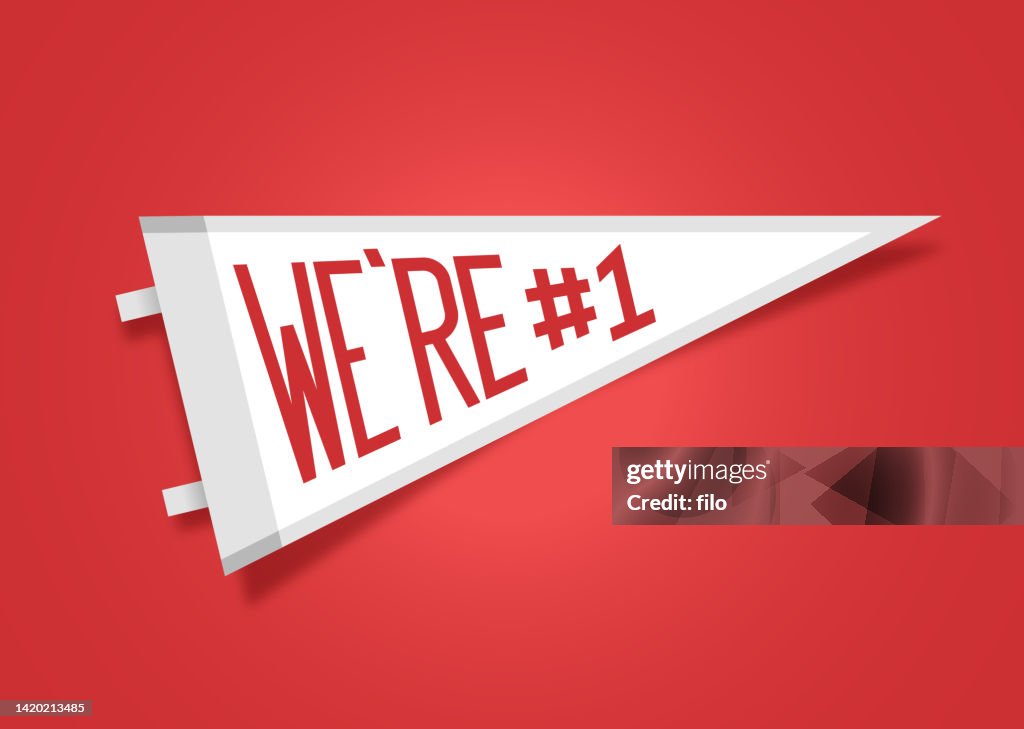 We're Number One Team Sports Cheering Pennant Flag