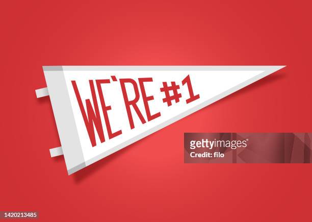 we're number one team sports cheering pennant flag - encourage stock illustrations