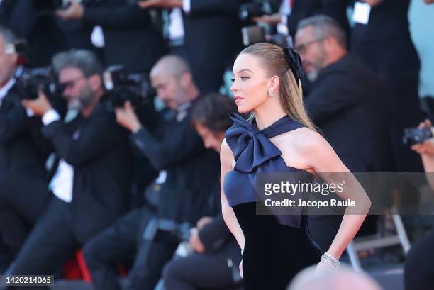 Sydney Sweeney attends the "Bones And All" red carpet at the 79th Venice International Film Festival on September 02, 2022 in Venice, Italy.