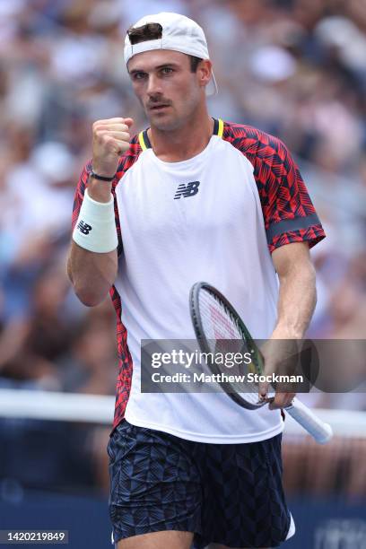 Tommy Paul of the United States celebrates after a point against Casper Ruud of Norway during their Men's Singles Third Round match on Day Five of...