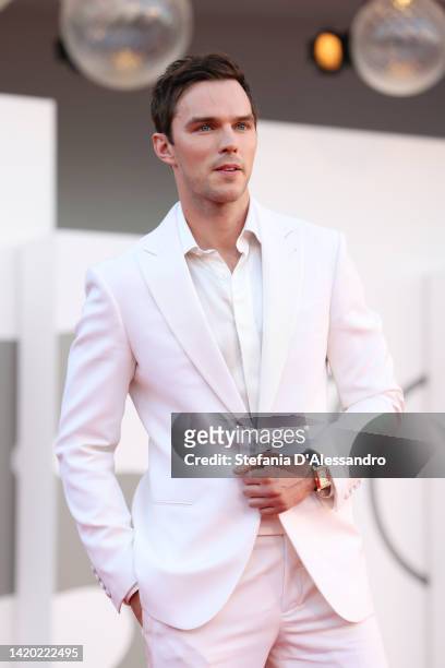 Nicholas Hoult attends the "Bones And All" red carpet at the 79th Venice International Film Festival on September 02, 2022 in Venice, Italy.