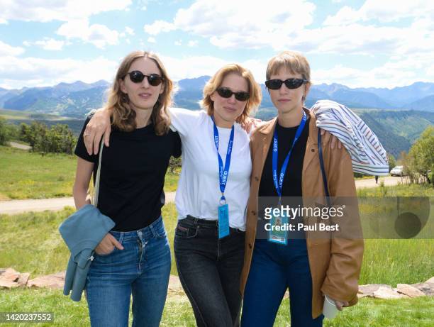 Mia Hansen-Løve, Léa Seydoux and Lubna Playoust attend the Telluride Film Festival on September 02, 2022 in Telluride, Colorado.