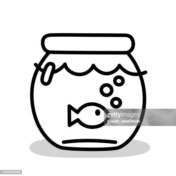fischschüssel doodle 5 - goldfish drawing stock-grafiken, -clipart, -cartoons und -symbole
