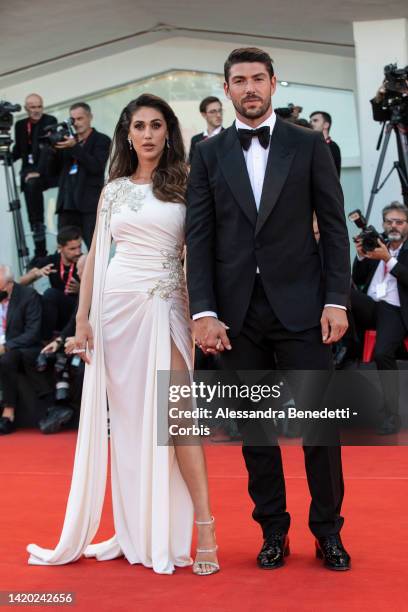 Cecilia Rodriguez and Ignazio Moser attend the "Bones And All" red carpet at the 79th Venice International Film Festival on September 02, 2022 in...