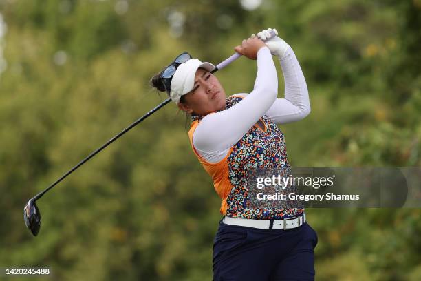 Jasmine Suwannapura of Thailand watches her tee shot on the fifth hoduring the second round of the Dana Open presented by Marathon at Highland...