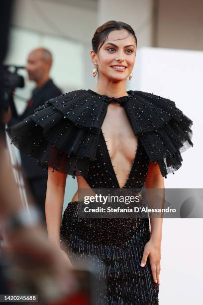 Camila Mendes attends the "Bones And All" red carpet at the 79th Venice International Film Festival on September 02, 2022 in Venice, Italy.