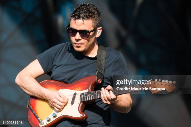Rostam Batmanglij member of the band Vampire Weekend performs live on stage at Lollapalooza Brazil Festival on April 06, 2014 in Sao Paulo, Brazil.