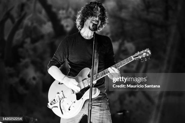 Chris Cornell singer member of the band Soundgarden performs live on stage at Lollapalooza Brazil Festival on April 06, 2014 in Sao Paulo, Brazil.