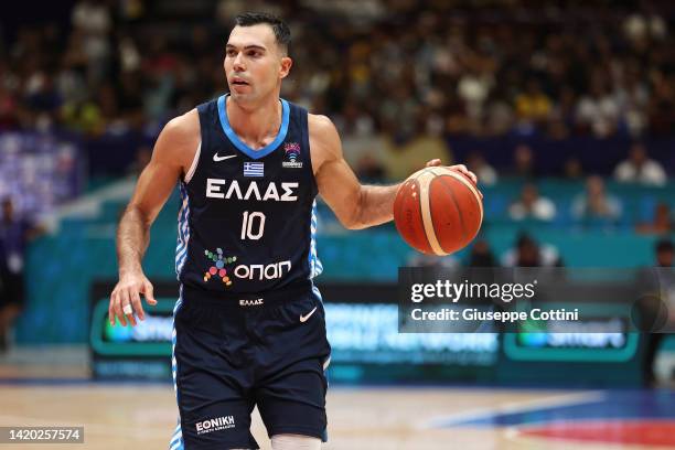 Kostas Sloukas of Greece in action during the FIBA EuroBasket 2022 group C match between Croatia and Greece at Mediolanum Forum on September 02, 2022...