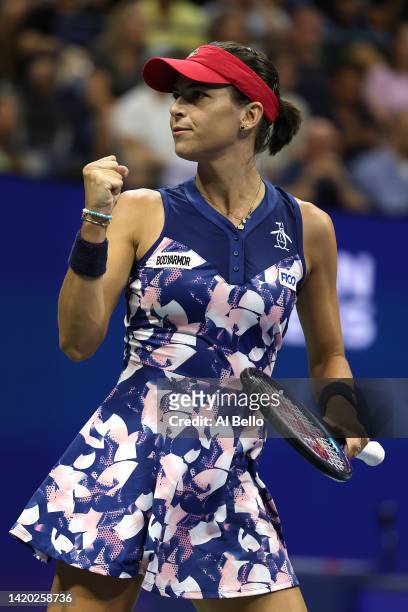Ajla Tomlijanovic of Australia reacts after winning the first set against Serena Williams of the United States during their Women's Singles Third...