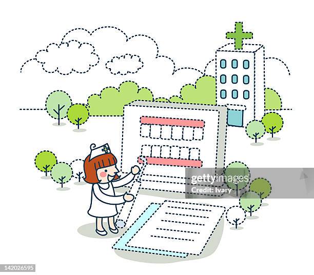 dentist examining case studies - case study stock illustrations