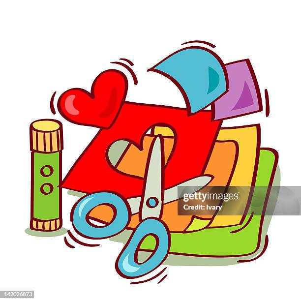 concept of creativity - construction paper stock illustrations