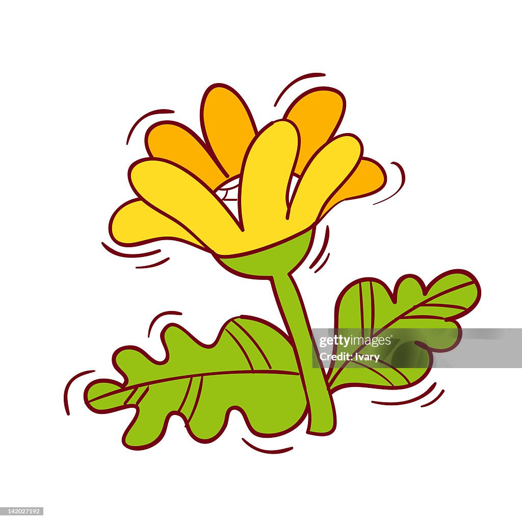 Illustration of yellow flower against white background