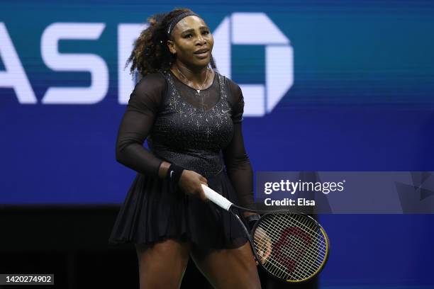 Serena Williams of the United States reacts in the third set against Ajla Tomlijanovic of Australia during their Women's Singles Third Round match on...