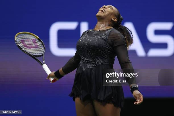 Serena Williams of the United States reacts in the third set against Ajla Tomlijanovic of Australia during their Women's Singles Third Round match on...