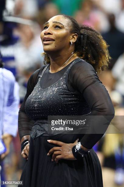 Serena Williams of the United States looks on after being defeated by Ajla Tomlijanovic of Australia during their Women's Singles Third Round match...