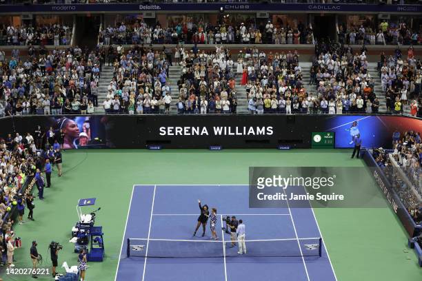 Serena Williams of the United States is interviewed after being defeated by Ajla Tomlijanovic of Australia during their Women's Singles Third Round...