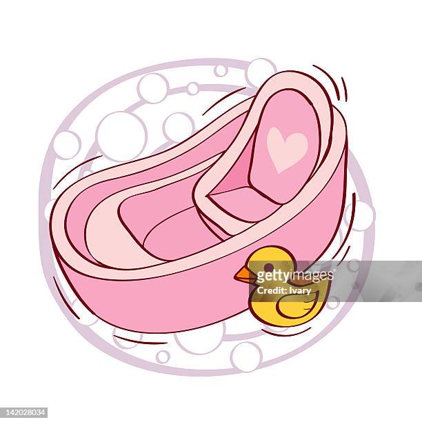 illustration of baby bathtub with a toy - baby bath stock illustrations