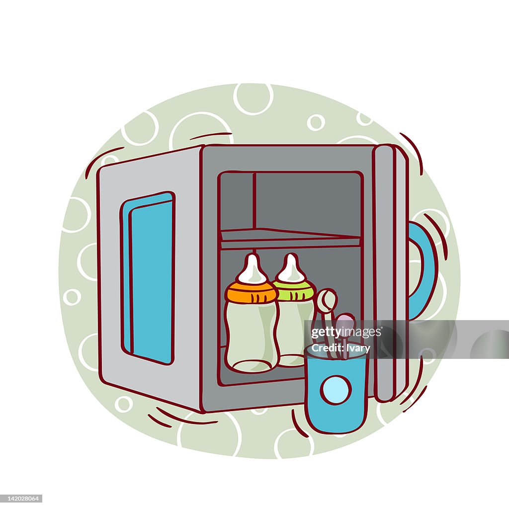 Illustration of baby eating