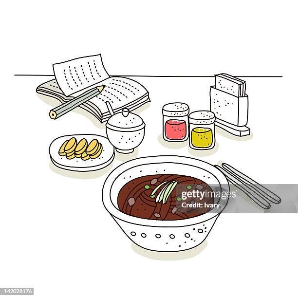concept of recipe - green pepper white background stock illustrations