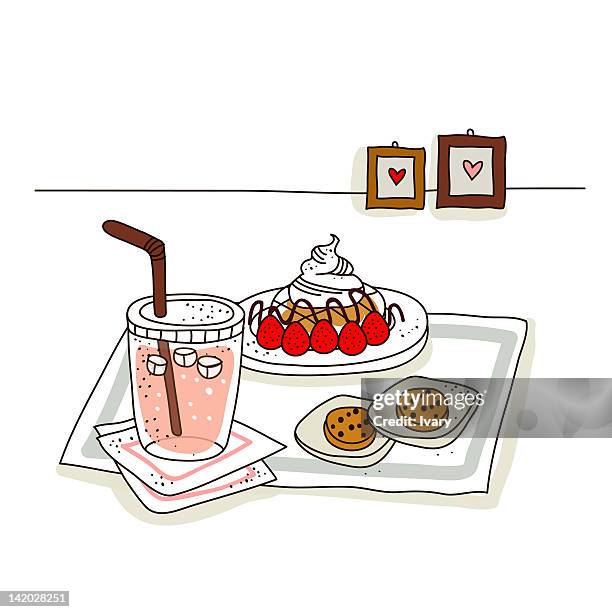illustration of snack with refreshment - ice cubes white background stock illustrations