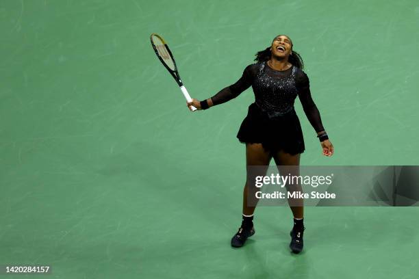 Serena Williams of the United States reacts in the third set against Ajla Tomlijanovic of Australia during their Women's Singles Third Round match on...