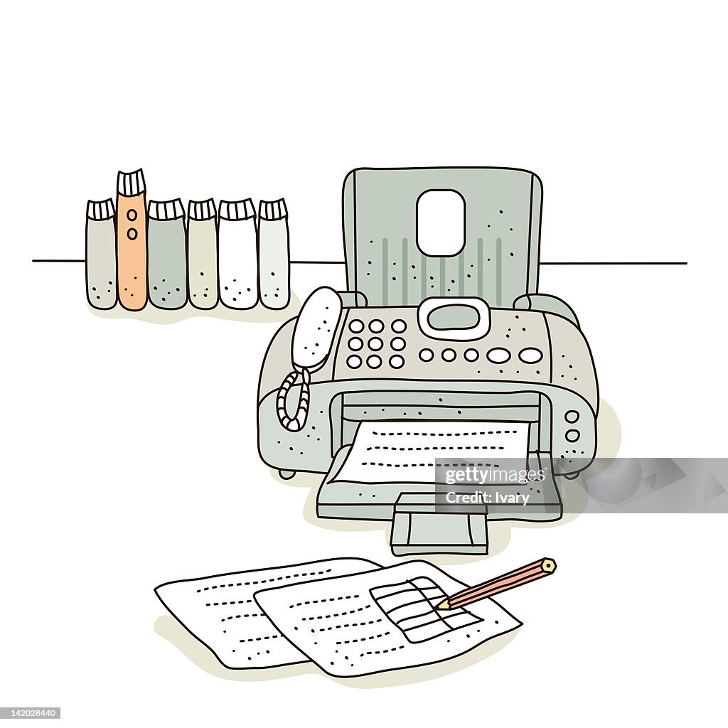 Fax Machine Paper Text Illustration Of Fax Machine Printing Out Paper High-Res Vector Graphic ...
