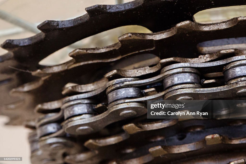 Close-up of bicycle gears