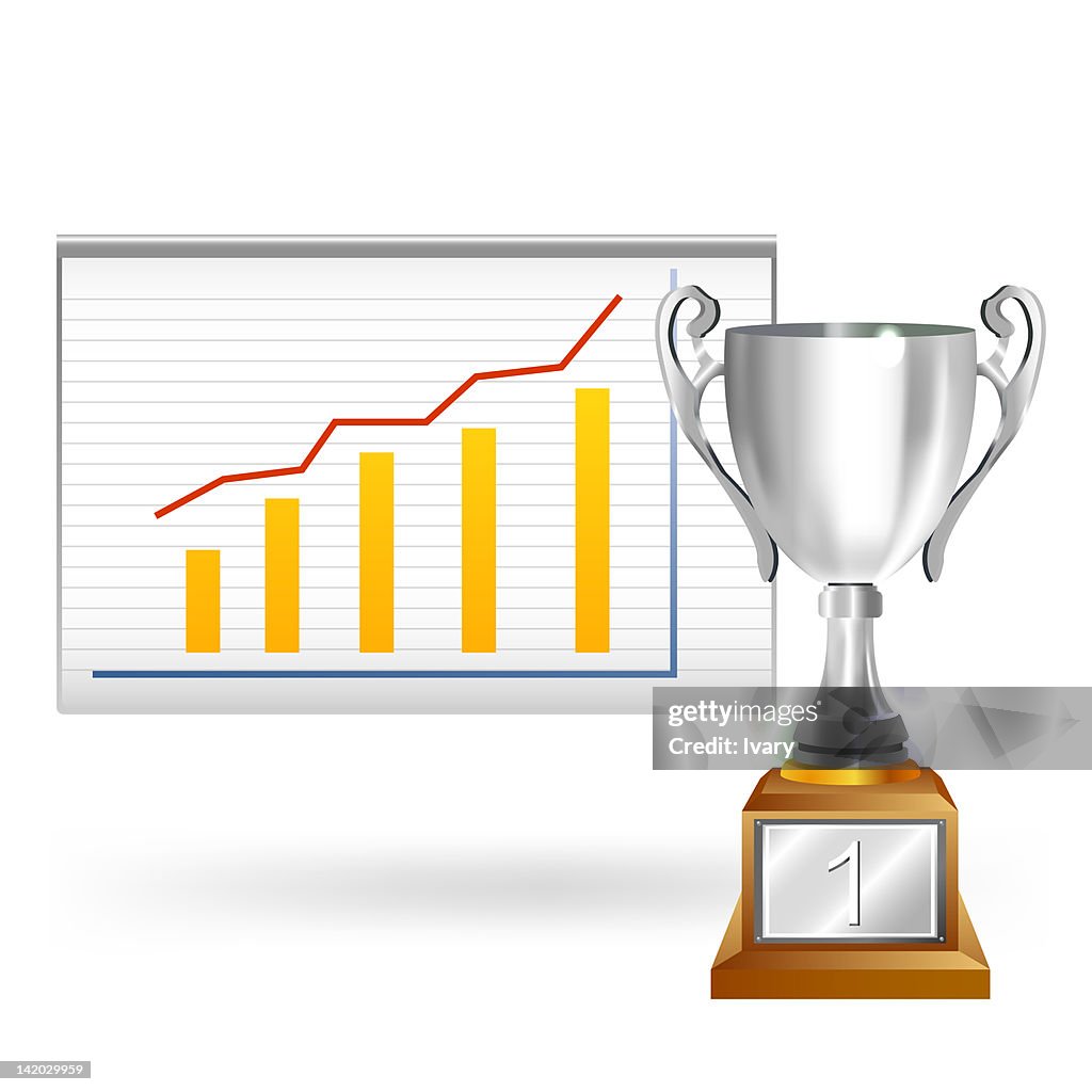 Winner Graph Illustration Of Winning Cup With Bar Graph In Background High-Res ...