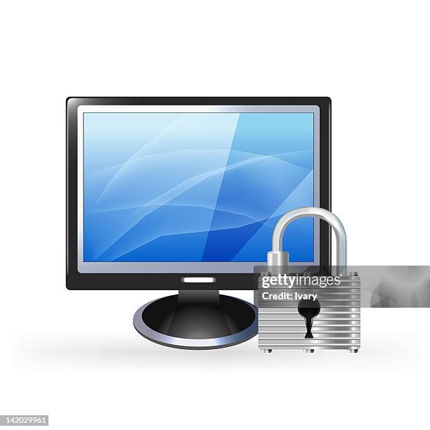 Illustration Of Computer System And Lock High-Res Vector Graphic ...