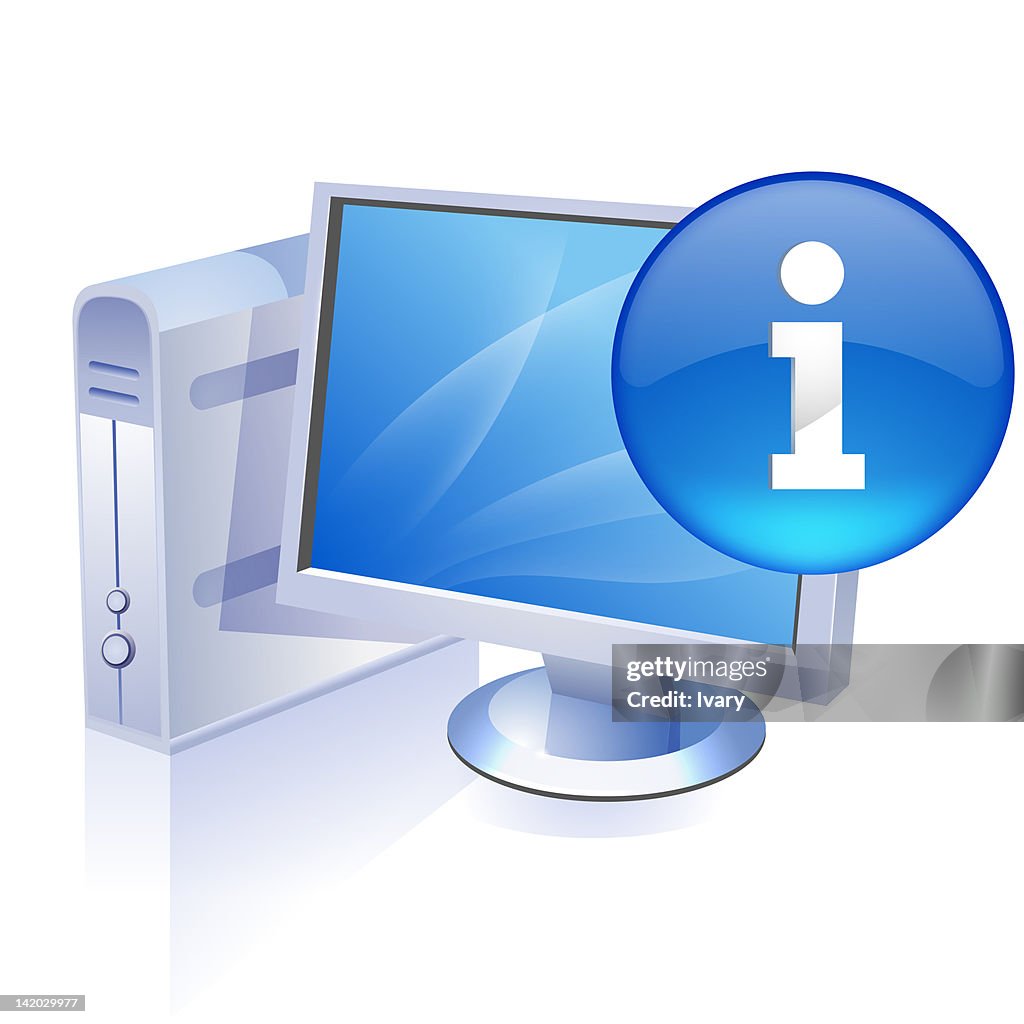 Computer With Information Illustration Of Computer System With Information Symbol High-Res Vector ...