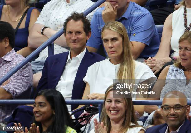 Of Exor and Stellantis John Elkann and his wife Lavinia Borromeo attend Serena and Venus Williams doubles during Day 4 of the US Open 2022, 4th Grand...