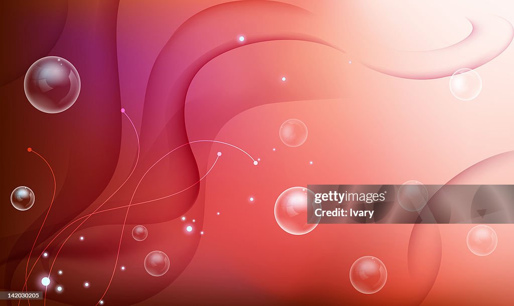 Abstract image of bubbles against colored background