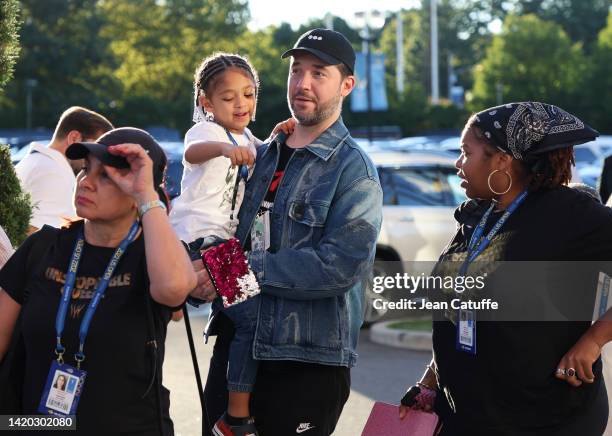 Alexis Ohanian, husband of Serena Williams holding their daugthter Alexis Olympia Ohanian Jr during Day 4 of the US Open 2022, 4th Grand Slam of the...