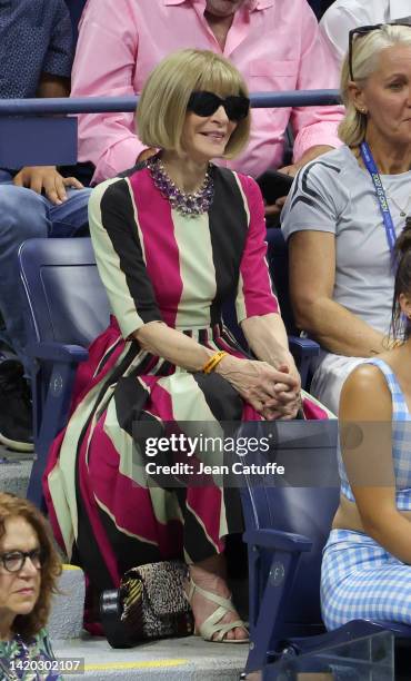 Anna Wintour attends Serena and Venus Williams doubles during Day 4 of the US Open 2022, 4th Grand Slam of the season, at the USTA Billie Jean King...