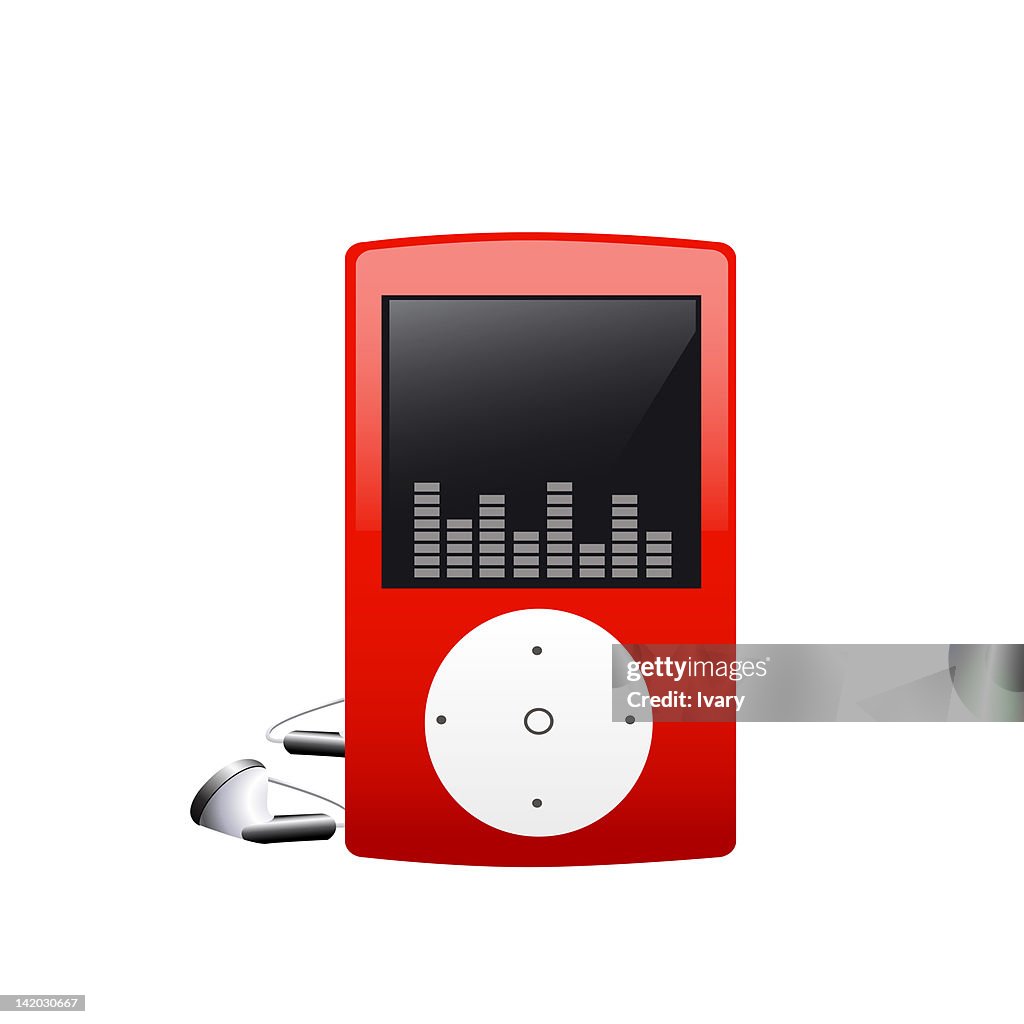 Red.mp3 Illustration Of Red Mp3 Player And Headphones High-Res Vector Graphic ...