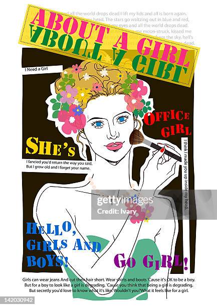 woman using make up on face - holding makeup brush stock illustrations