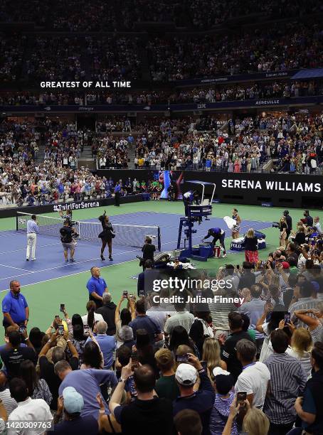 Serena Williams of the United States thanks the fans after being defeated by Ajla Tomlijanovic of Australia during their Women's Singles Third Round...