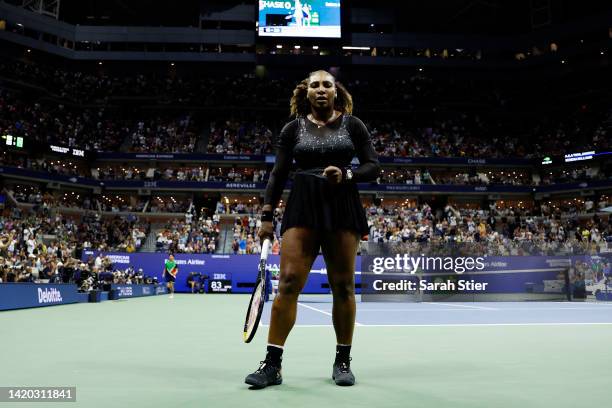 Serena Williams of the United States reacts in the third set against Ajla Tomlijanovic of Australia during their Women's Singles Third Round match on...