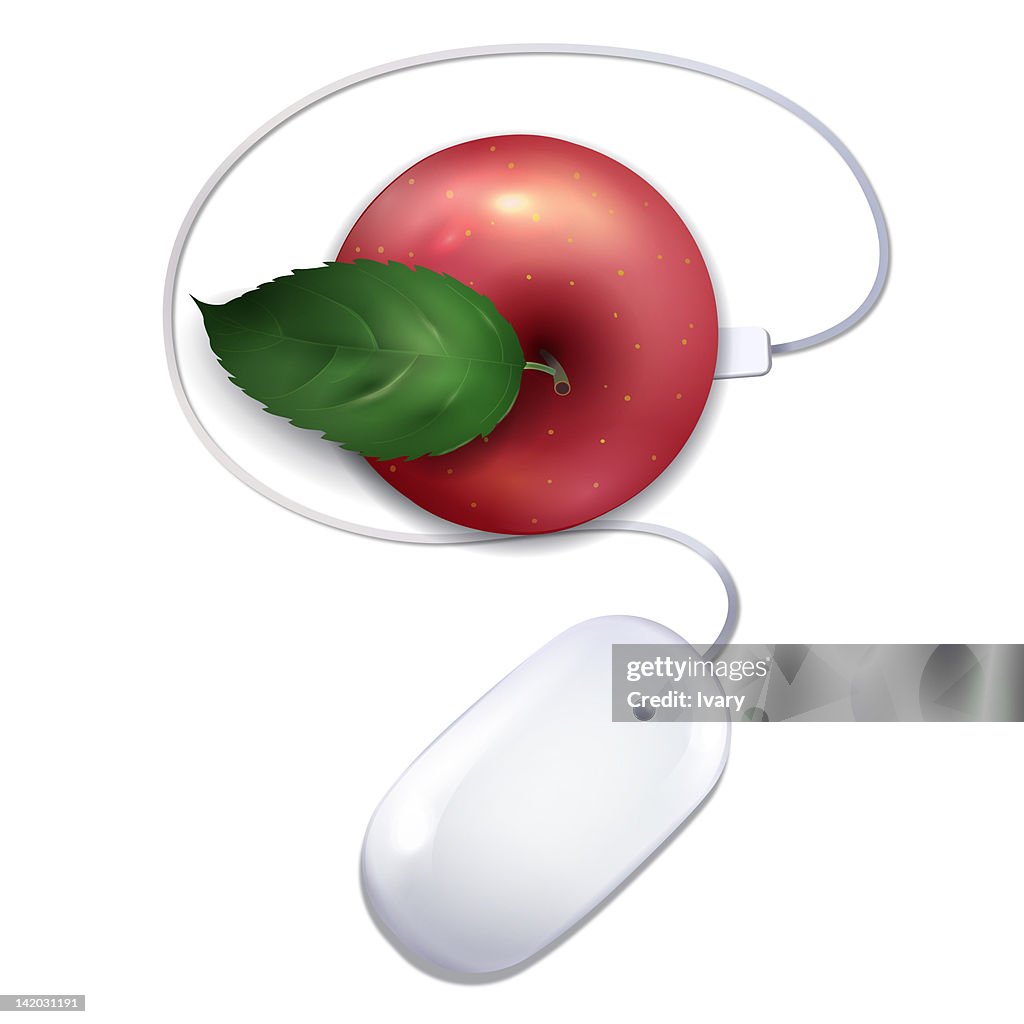 Apple Computer Mouse Vector Illustration Of Computer Mouse And An Apple High-Res Vector Graphic ...