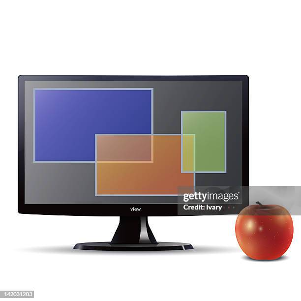 Apple Monitor Vector Image Illustration Of Computer Monitor With An Apple High-Res Vector Graphic ...