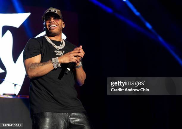 Nelly performs on stage at PNE Amphitheatre on September 02, 2022 in Vancouver, British Columbia, Canada.