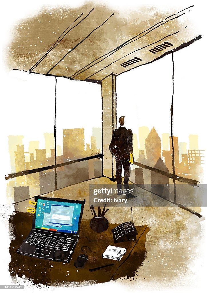 Illustration of businessman in office